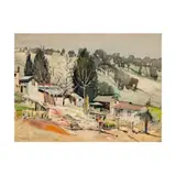 William Reginald Watkins, Mountain Village, watercolor on paper estate-stamped verso Sight: