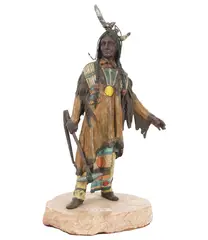 Native American by Carl Kauba, cold-painted bronze, sold Dec 2025