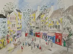 Charles Corbelle, Paris Street Scene, oil on canvas