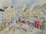 Charles Corbelle, Paris Street Scene, oil on canvas