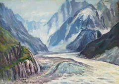 Wynford Dewhurst, Untitled (Mountain River Landscape), oil on canvas