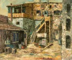 Balconies and Stairwells by Vincent Farrell, oil on canvas, sold Dec 2025