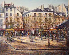 Guy Dessapt, Place de la Contrescarpe, 1988, oil and acrylic on canvas