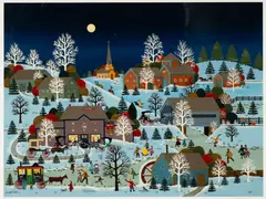Jane Wooster Scott, Winter Village, lithograph