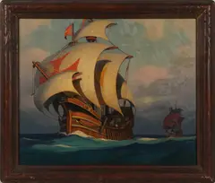 Cecil Chichester, Spanish Galleon on the Open Sea, 1920s, oil on canvas