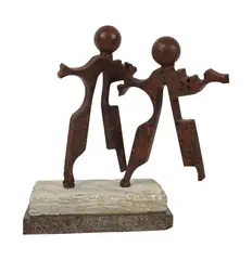 Gérard Koch, Untitled (Two Figures), iron, on marble base
