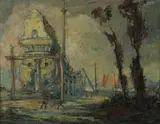 Geoffrey Holt, Building the Galleon, oil on canvas