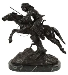 Antoine Bofill, Indian Warrior, 1915, bronze, on marble plinth