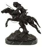 Antoine Bofill, Indian Warrior, 1915, bronze, on marble plinth