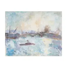 Robert Falk, Canal Scene, watercolor on paper