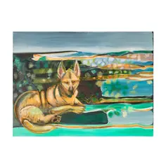 Rachel Rosenthal, Cagney in a Landscape, 2003, oil on canvas