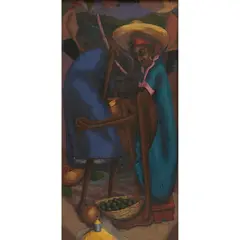 Petion Savain, Untitled (Figures with Fruit), oil on canvas