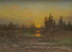 John Olsen Hammerstad, Sunset Landscape, oil on canvas
