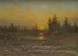 John Olsen Hammerstad, Sunset Landscape, oil on canvas