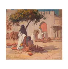 Gordon Coutts, Orientalist Market Scene, oil on canvas