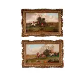 Ada Stone, Two Works (Hunt Scenes), "In Full Cry" and "Breaking Cover"; each: oil on canvas each