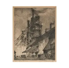 Leon Pescheret, Open Hearth Furnaces, c. 1930, etching on wove paper