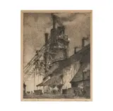 Leon Pescheret, Open Hearth Furnaces, c. 1930, etching on wove paper