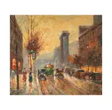 Antoine Blanchard, Parisian Boulevard, oil on canvas
