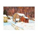 William Jachwak, Farm Buildings in a Snowy Landscape, oil on canvas