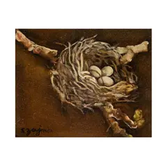 Józef Szajna, Untitled (Bird's Nest), oil on canvas