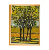 Fumio Fujita, Trees, 1977, color woodblock print