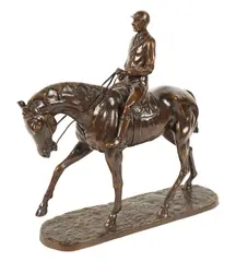 Horse and Jockey by Pierre-Jules Mêne, bronze, sold Aug 2025