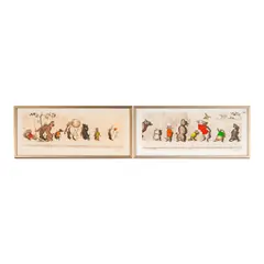Boris O'Klein, Two Works (Dirty Dogs of Paris), "Sus aux curieux" and "l'Etourdie"; each: hand-colored etching