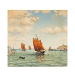 William A. Coulter, Harbor Scene, oil on canvas