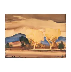 Eliot O'Hara, Cotton Woods in the Rain, 1941, watercolor on paper