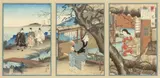 Toyohara Chikanobu, The Plum Tree, Oshuku (Oshuku-bai), woodblock triptych on paper