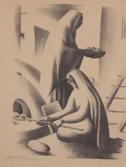 Emil Bisttram, Indian Bread, lithograph on paper
