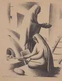 Emil Bisttram, Indian Bread, lithograph on paper