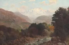 J. LeBrun Jenkins, Mountain Landscape with Stream, oil on canvas