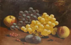Fred Ernest, Still Life with Grapes and Fruit, oil on panel