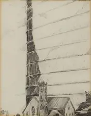 Glenn Whitehead, Antioch Missionary Baptist Church, black crayon drawing on paper