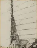 Glenn Whitehead, Antioch Missionary Baptist Church, black crayon drawing on paper