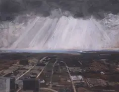 Glenn Whitehead, Looking West from Allen Center, oil pastel drawing on paper