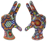 Richard Wolfryd, Love Temple, Huichol style color beaded two-part vinyl sculpture