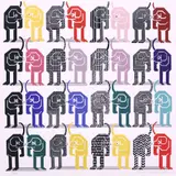 Pedro Friedeberg, Perros, silkscreen print in colors on paper