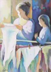 Giuseppe Casalloni, Panni Stesi (Laundry Hanging Out to Dry), oil on canvas