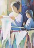 Giuseppe Casalloni, Panni Stesi (Laundry Hanging Out to Dry), oil on canvas