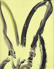 Hunt Slonem, Yellow Rabbit, 2020, oil on panel