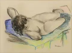 Reclining Female Nude by Nicolas von Sternberg, conte crayon drawing on paper, sold Jul 2026