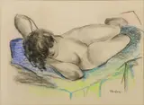 Nicolas von Sternberg, Reclining Female Nude, conte crayon drawing on paper