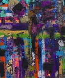Vanessa Biggs, Abstract Metallic Composition, mixed media on canvas