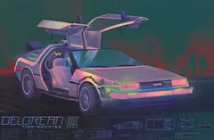 Kevin Tong, Back to the Future: Delorean Time Machine, 1985, hand-embellished silkscreen print in colors on paper