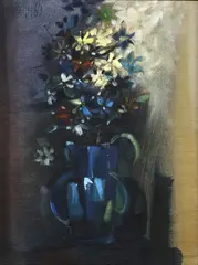 Paul E. Maxwell, Still Life with Pitcher of Flowers, oil on canvas