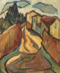 Maxim Bugzester, Expressionist Landscape, oil on Masonite