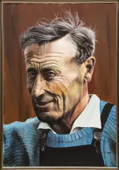 J. Dunn, Portrait of a Man in Blue Knit Sweater, acrylic on canvas